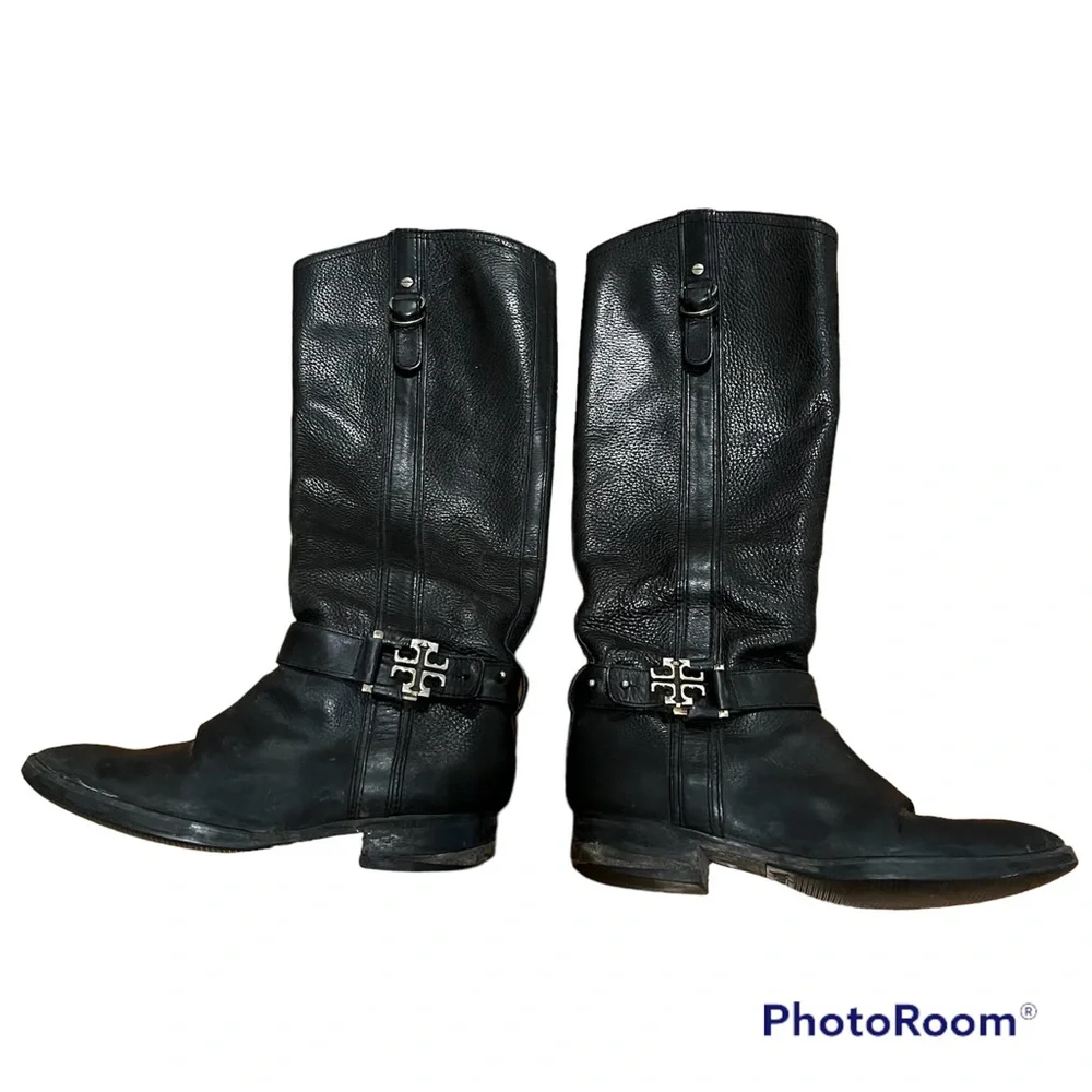 Tory Burch Elina Riding Boots Black Size 7.5M